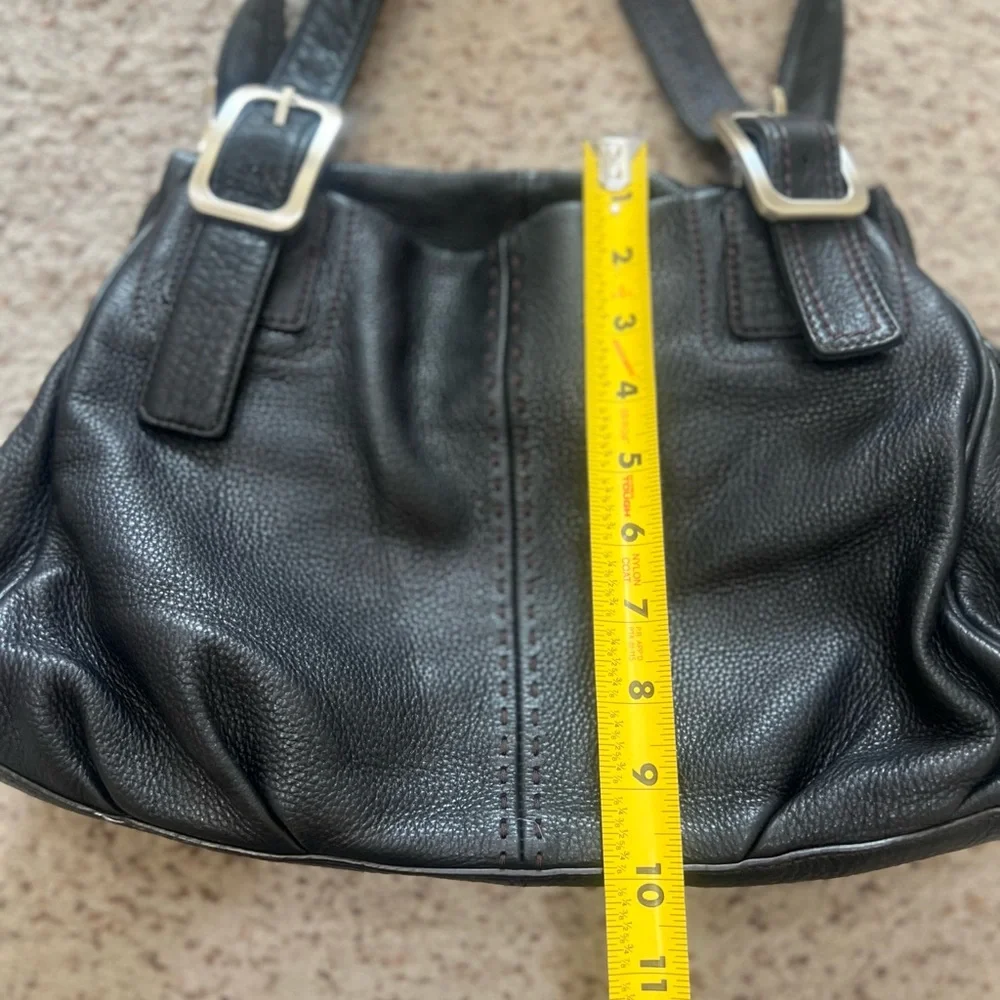 Cole Haan Black Pebble Leather Hobo Satchel work Bag large compartments